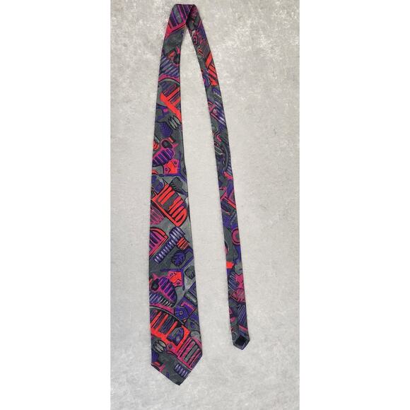 Valentino Pietro Mens Tie Pure Silk- Multicolor Design - Picture 4 of 5